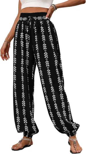 Women's Casual Harem Pants High Waist Loose Baggy Boho Palazzo Hippie Yoga Trouser