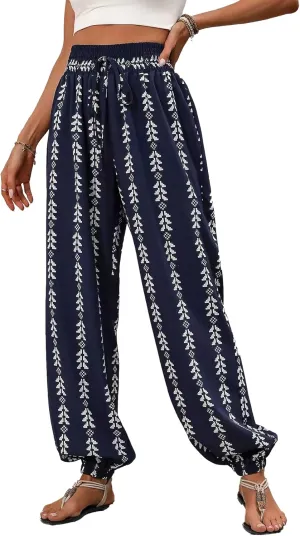 Women's Casual Harem Pants High Waist Loose Baggy Boho Palazzo Hippie Yoga Trouser