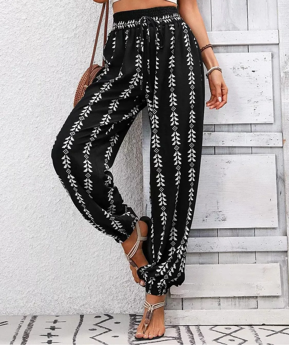 Women's Casual Harem Pants High Waist Loose Baggy Boho Palazzo Hippie Yoga Trouser