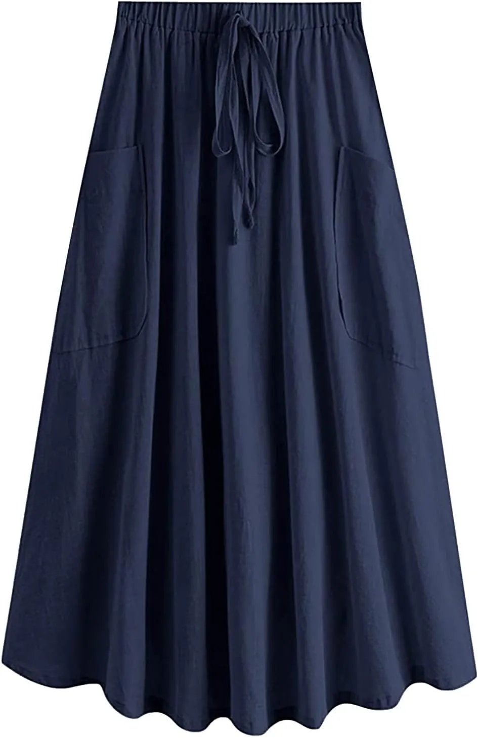 Women's Casual High Waist Pleated A Line Midi Skirt with Pocket Fashion Skirts for Women 2024 Trendy