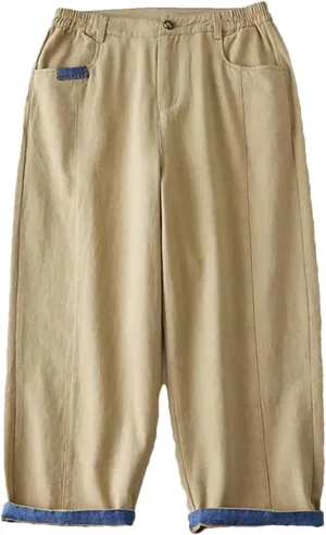 Women's Casual Thin Nine-Point Pants Loose High Waist Harem Pants Spliced Trousers