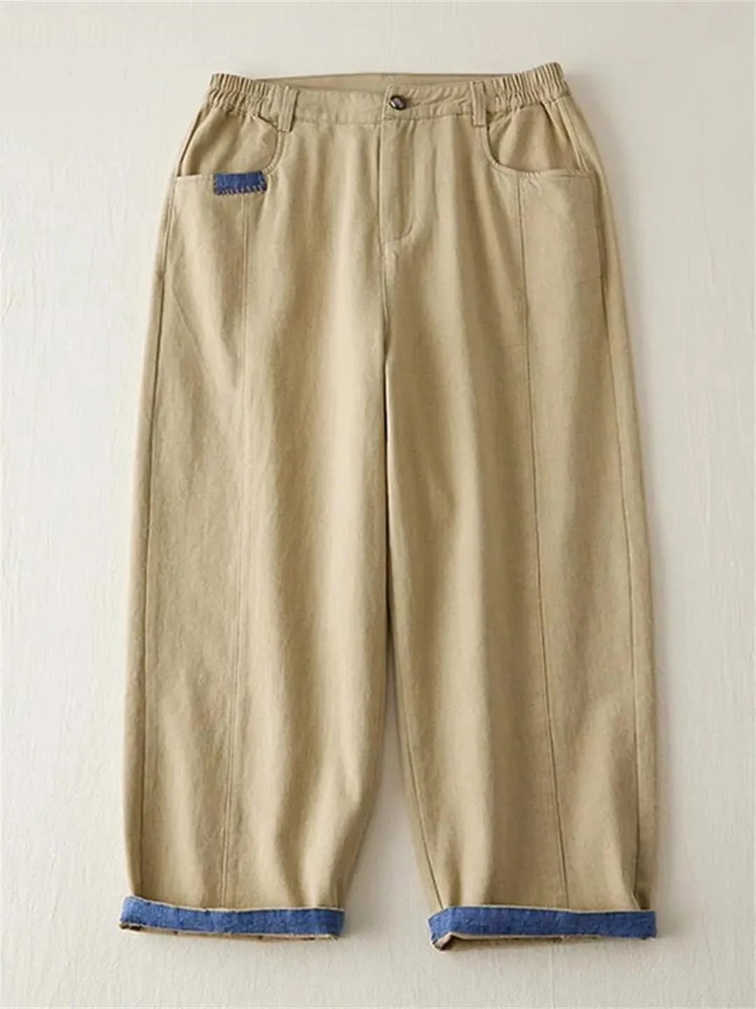 Women's Casual Thin Nine-Point Pants Loose High Waist Harem Pants Spliced Trousers