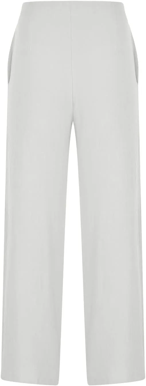 Womens Cotton Linen Pants 2024 Trendy Buttoned Wide Leg High Waist Trousers Flowy Lounge Travel Outfits with Pockets