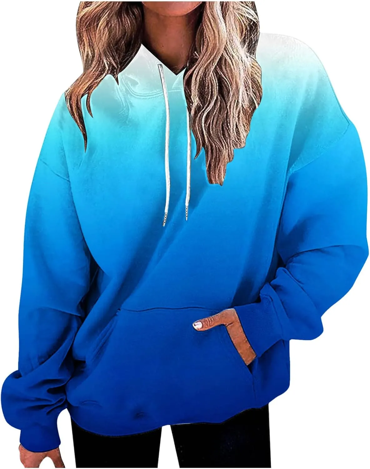 Womens Fall Fashion Hoodies 2023 Casual Oversized Long Sleeve Pullover Tops Gradient Loose Warm Hooded Sweatshirts