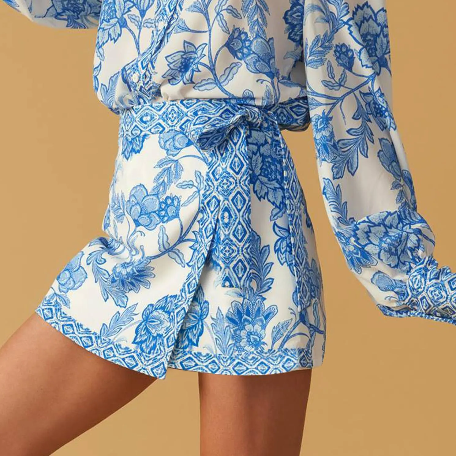 Womens Floral Wrap Mini Skirt Summer Beach Short Skirt Casual Knot Side High Waist A Line Vacation Outfits Skirts