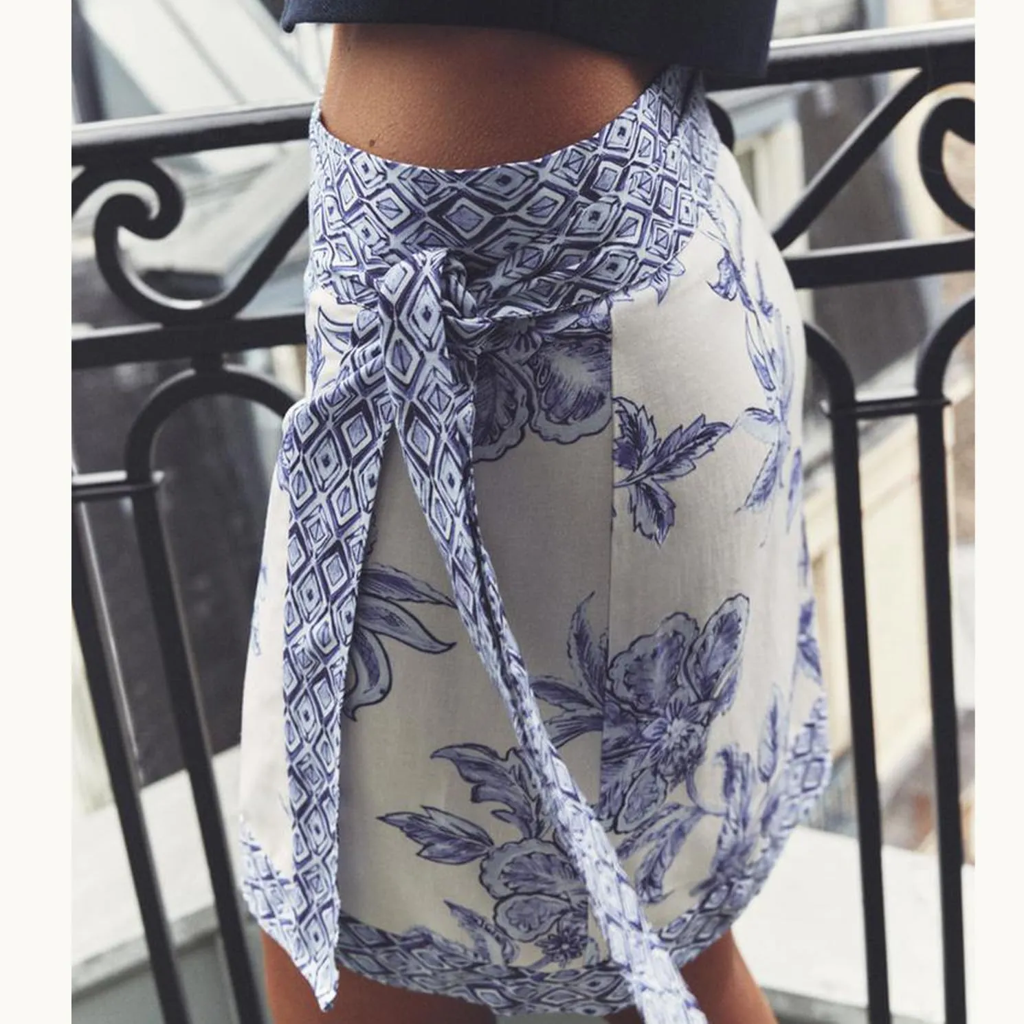 Womens Floral Wrap Mini Skirt Summer Beach Short Skirt Casual Knot Side High Waist A Line Vacation Outfits Skirts