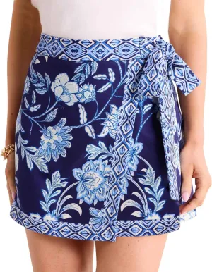 Womens Floral Wrap Mini Skirt Summer Beach Short Skirt Casual Knot Side High Waist A Line Vacation Outfits Skirts