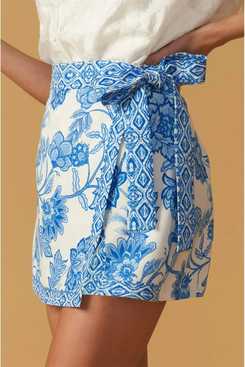 Womens Floral Wrap Mini Skirt Summer Beach Short Skirt Casual Knot Side High Waist A Line Vacation Outfits Skirts