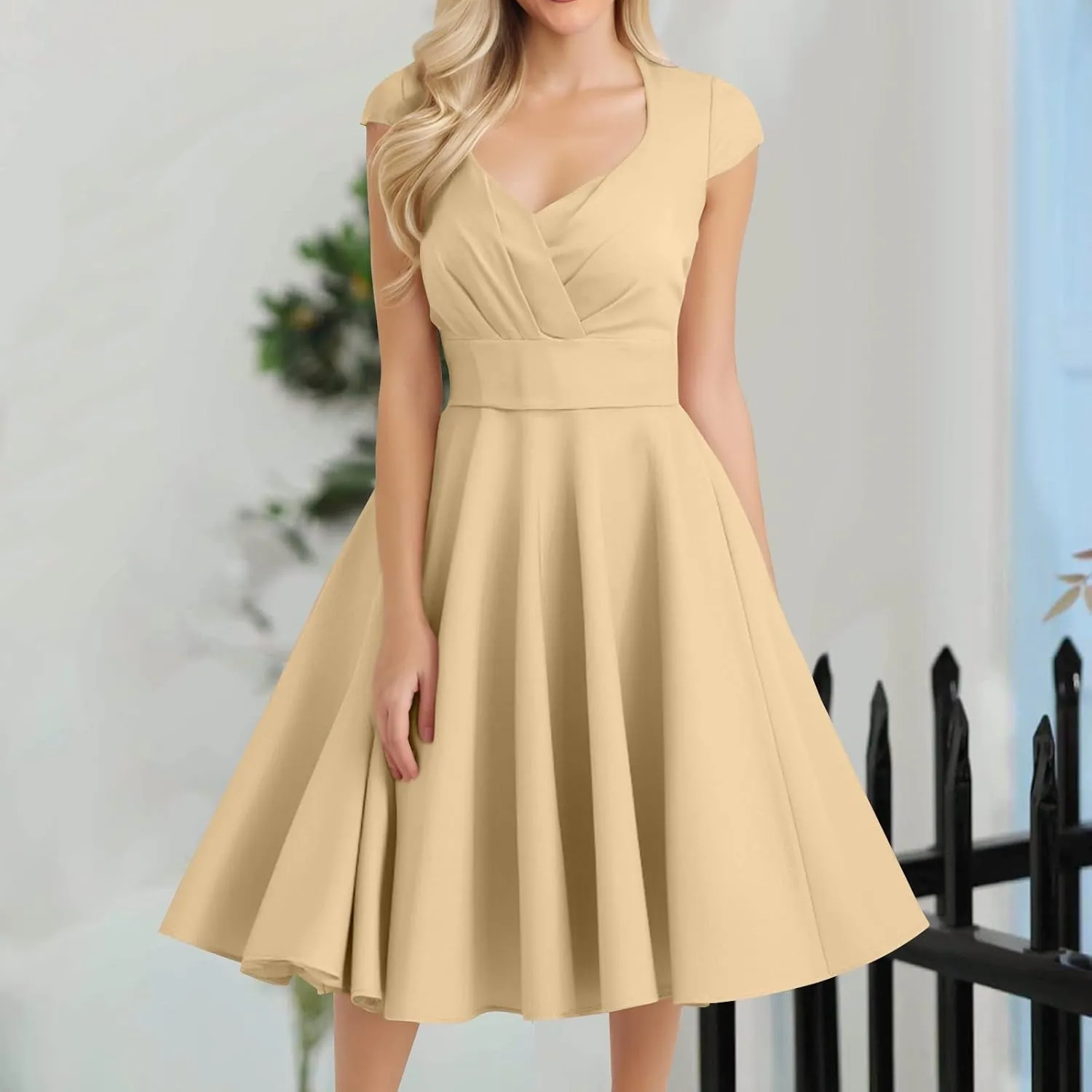 Womens Formal A Line Midi Dresses Sexy Off Shoulder Sleeveless Strapless Dress Plus Size Smocked Flowy Floral Dress