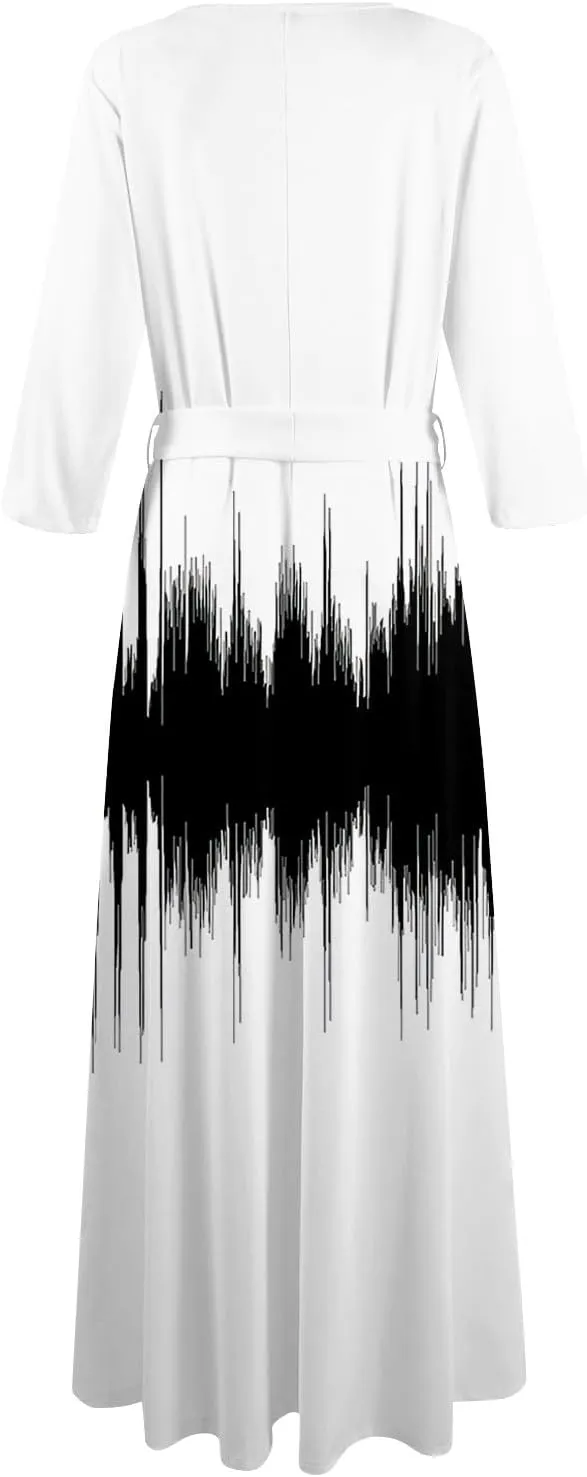 Womens Formal Long Sleeve Midi Dress Trendy Plus Size Sexy V Neck Elegant Smocked Flowy A Line Dresses with Pockets
