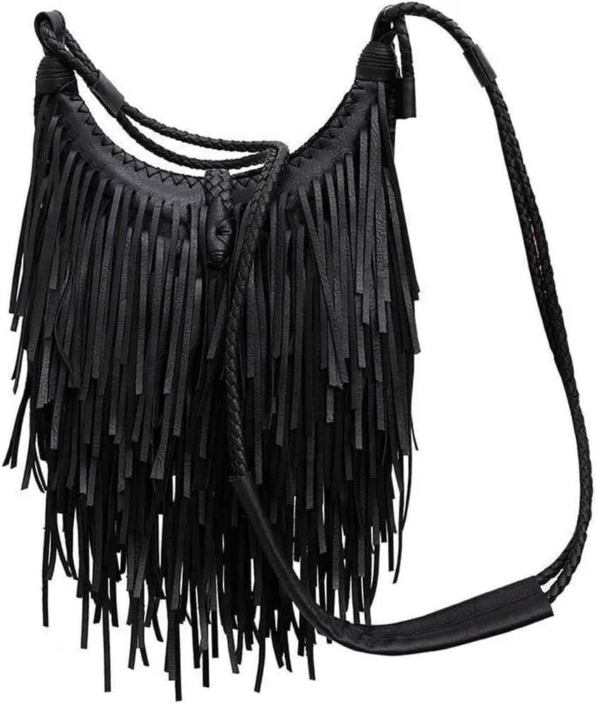 Womens Handbag Crossbody Fringe Purse Vintage Casual Bag Leather Shoulder Ladies Tassel Satchel Hobo Bags