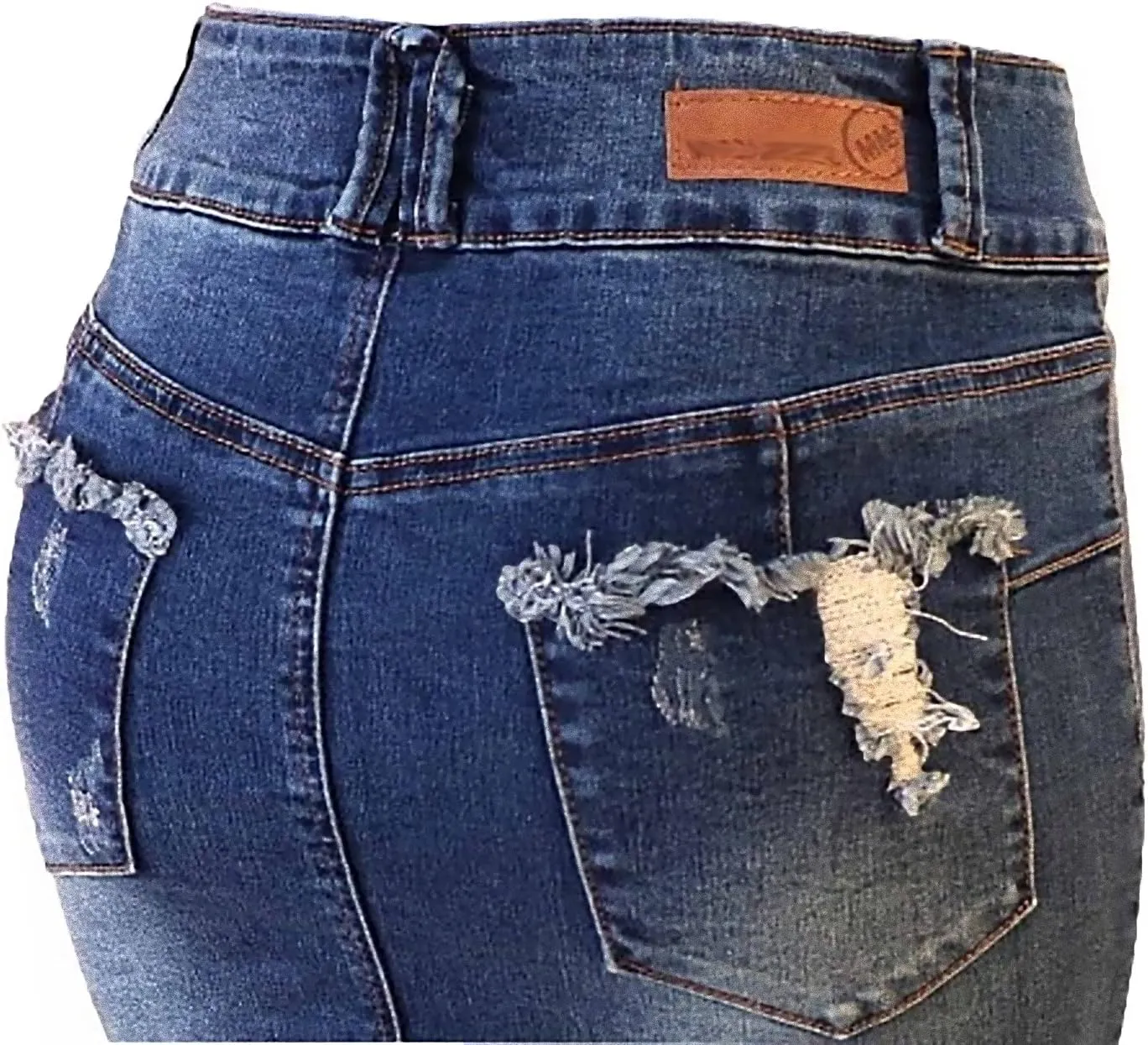 Womens Junior/Plus Size Below Knee Length Midi Pencil Ripped Denim Skirt