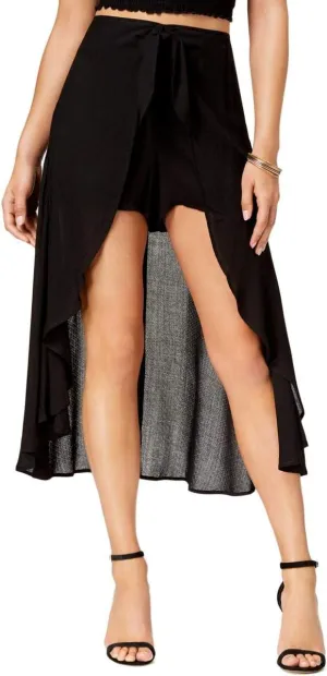 Womens Juniors Maxi Tie Front Skort Black L