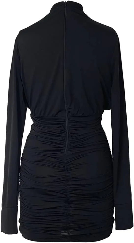 Women's Long Sleeve Drapped Mini Dress