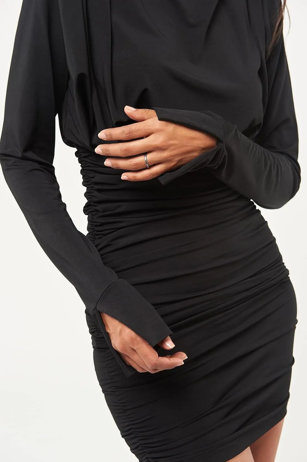 Women's Long Sleeve Drapped Mini Dress
