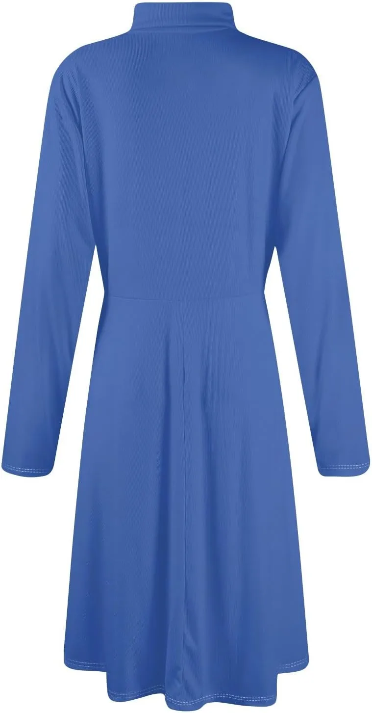 Womens Long Sleeve Turtleneck Sweater Dress Elegant Formal Flowy A Line Midi Dress Trendy Plus Size Cute Knit Dress