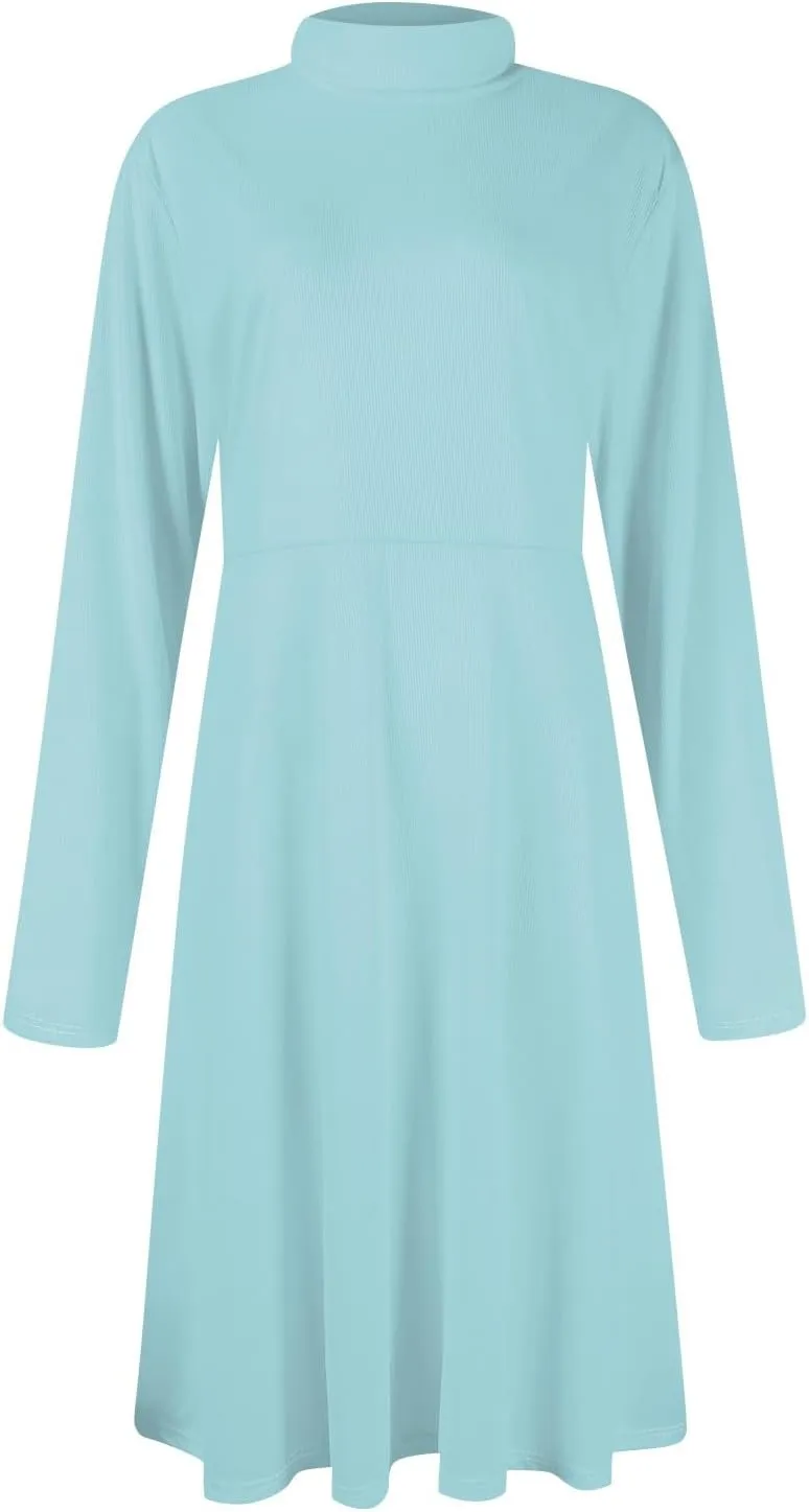 Womens Long Sleeve Turtleneck Sweater Dress Elegant Formal Flowy A Line Midi Dress Trendy Plus Size Cute Knit Dress
