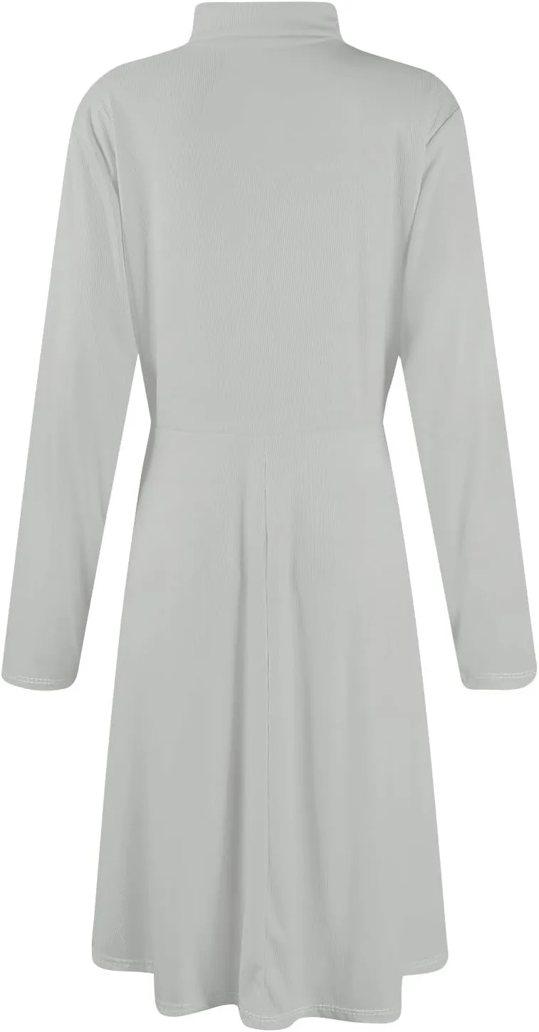 Womens Long Sleeve Turtleneck Sweater Dress Elegant Formal Flowy A Line Midi Dress Trendy Plus Size Cute Knit Dress