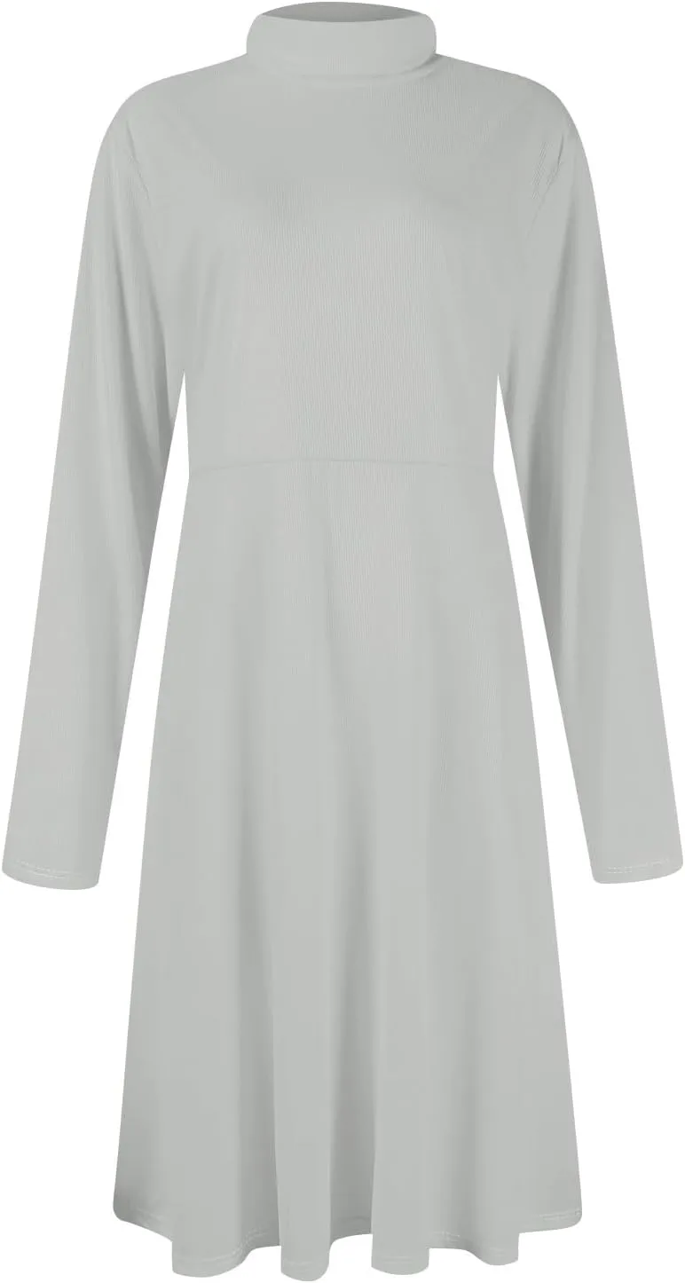 Womens Long Sleeve Turtleneck Sweater Dress Elegant Formal Flowy A Line Midi Dress Trendy Plus Size Cute Knit Dress
