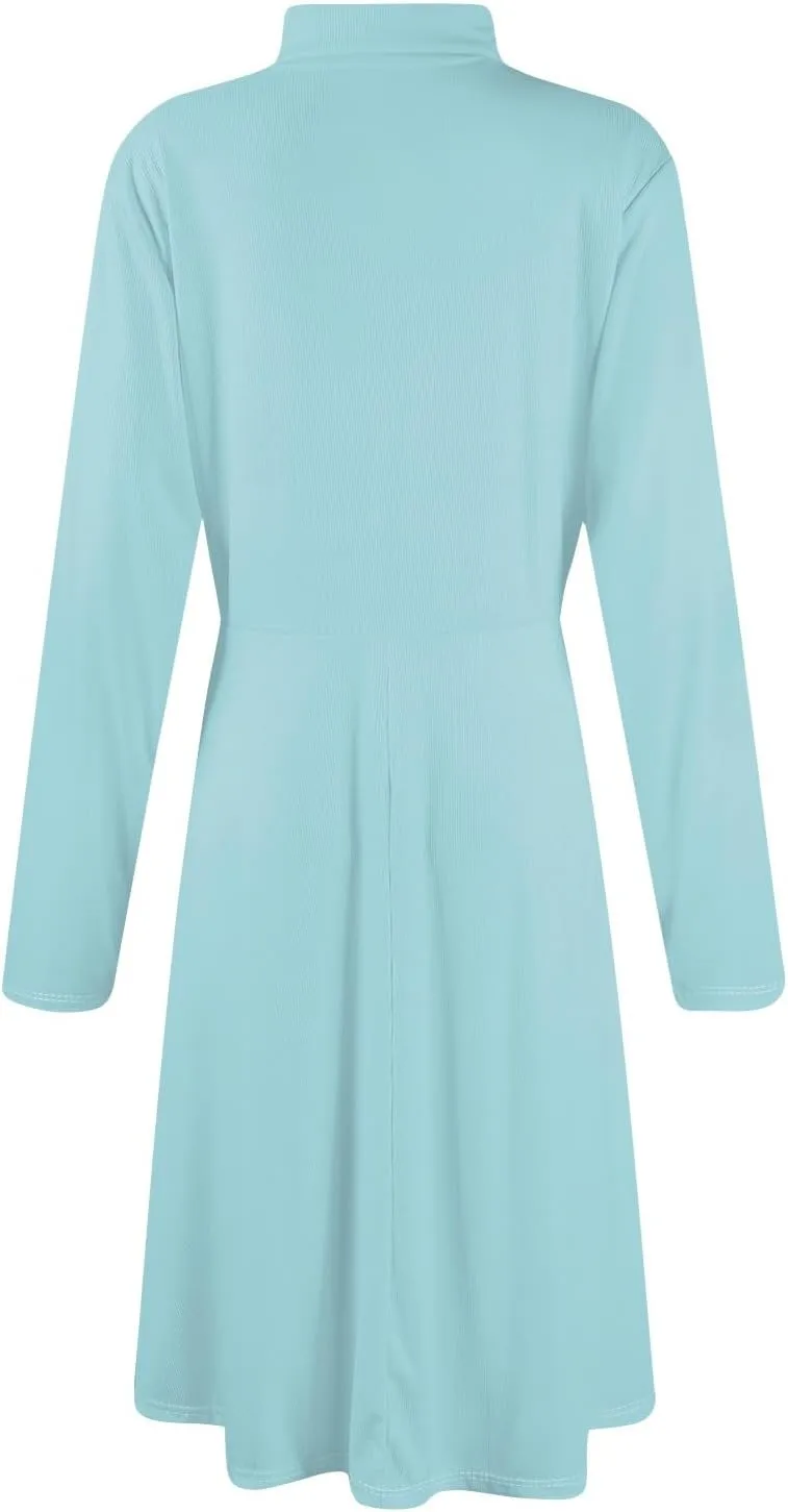 Womens Long Sleeve Turtleneck Sweater Dress Elegant Formal Flowy A Line Midi Dress Trendy Plus Size Cute Knit Dress
