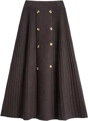 Women's Medium-Length Knit Skirt A-Line Pleated Skirt Loose Fitting Skirt
