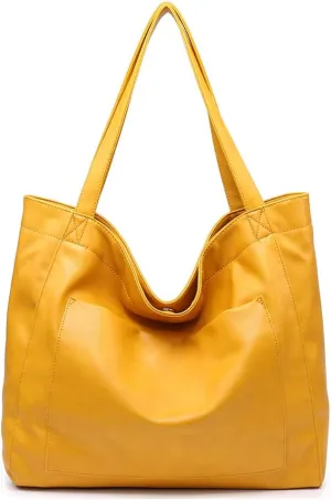 Womens Oil Wax PU Handbag Large Top-Handle Shoulder Bag Big Tote Shopper Purse