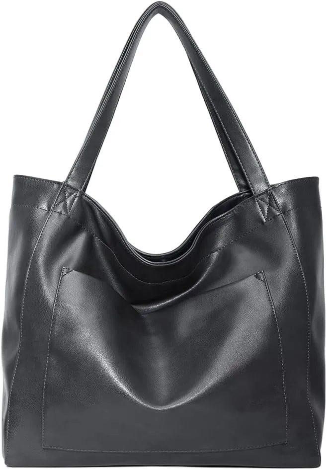 Womens Oil Wax PU Handbag Large Top-Handle Shoulder Bag Big Tote Shopper Purse