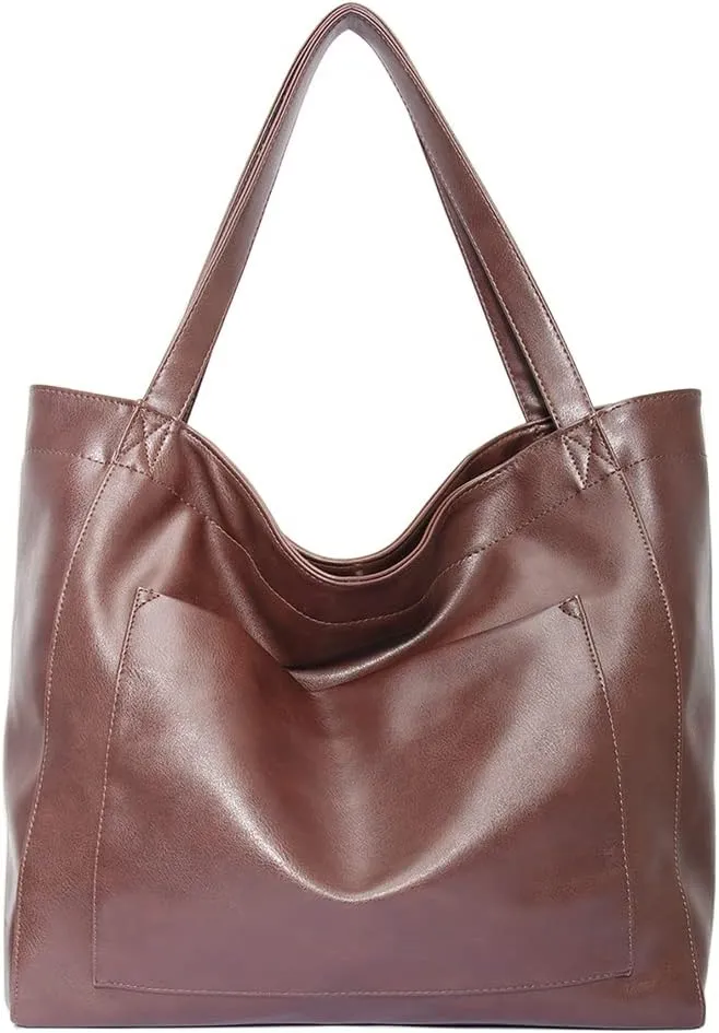 Womens Oil Wax PU Handbag Large Top-Handle Shoulder Bag Big Tote Shopper Purse