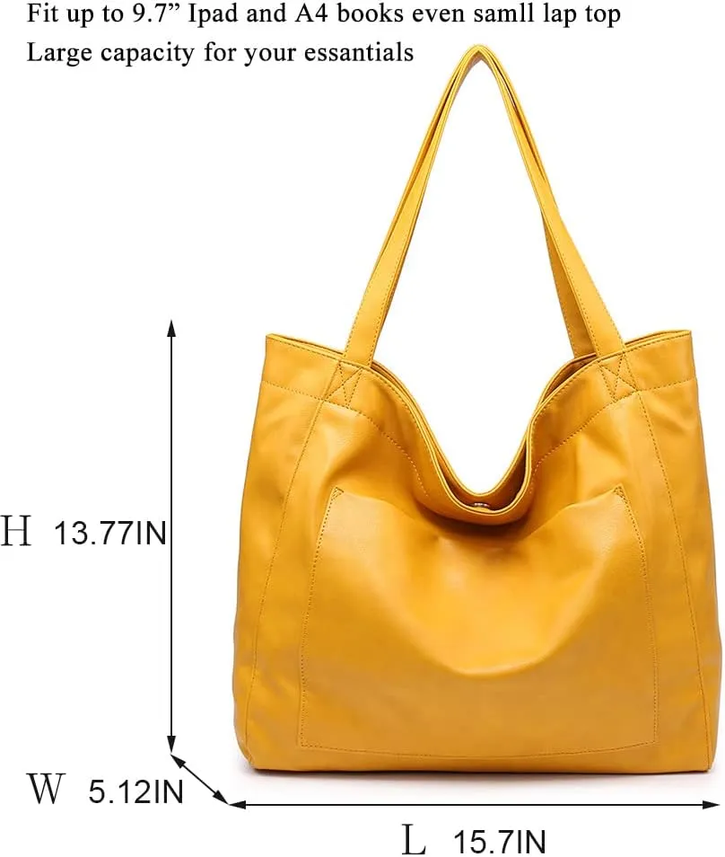 Womens Oil Wax PU Handbag Large Top-Handle Shoulder Bag Big Tote Shopper Purse
