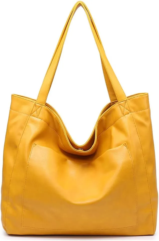 Womens Oil Wax PU Handbag Large Top-Handle Shoulder Bag Big Tote Shopper Purse