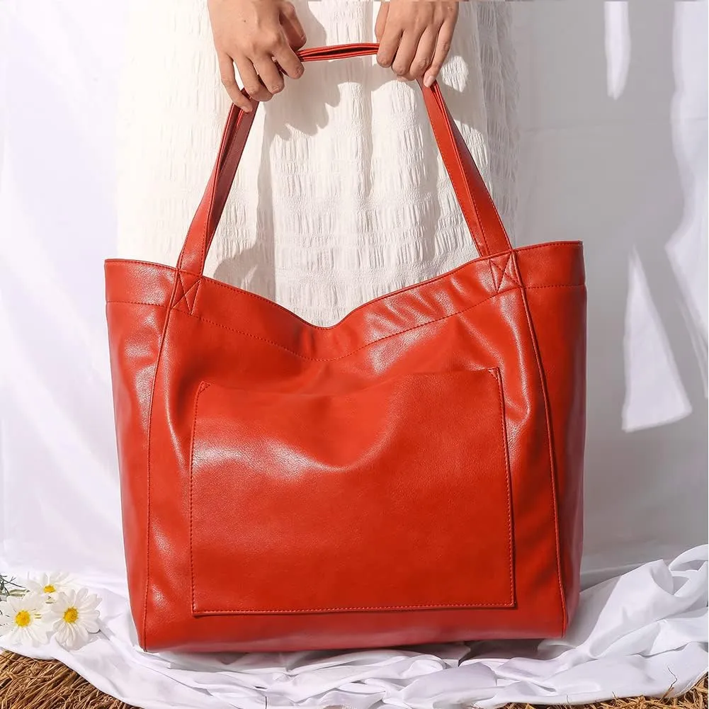 Womens Oil Wax PU Handbag Large Top-Handle Shoulder Bag Big Tote Shopper Purse