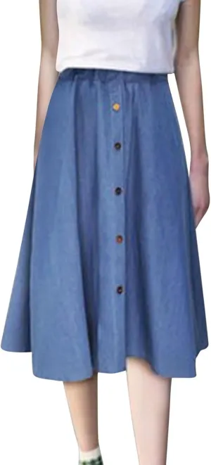 Women's Plus Size Denim Skirt Casual High Waisted A Line Midi with Elastic Waist for School Leather Pencil Skirts