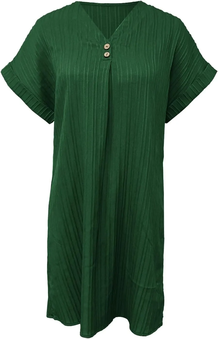 Womens Short Sleeve Casual Summer Dress V Neck Boho Beach Mini T Shirt Dress Dressy Work Button Down Swing Dresses