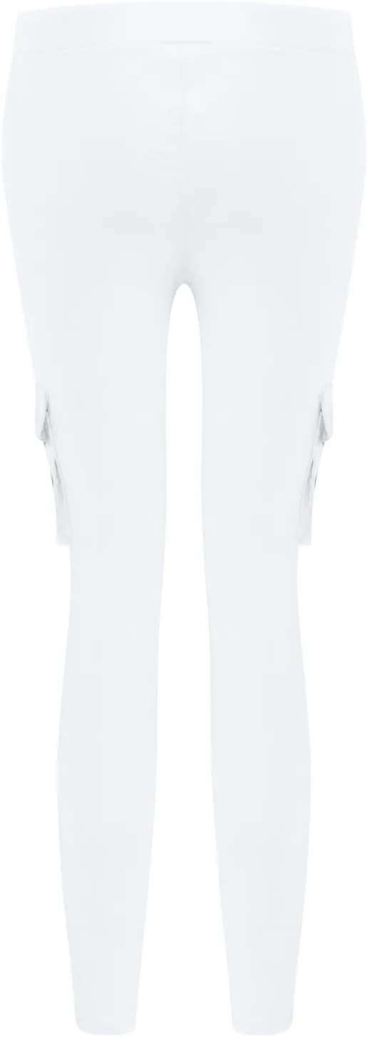 Womens Skinny Cargo Pants Casual Drawstring High Waist Stretch Cargo Joggers Butt Lift Pencil Trousers with Pockets
