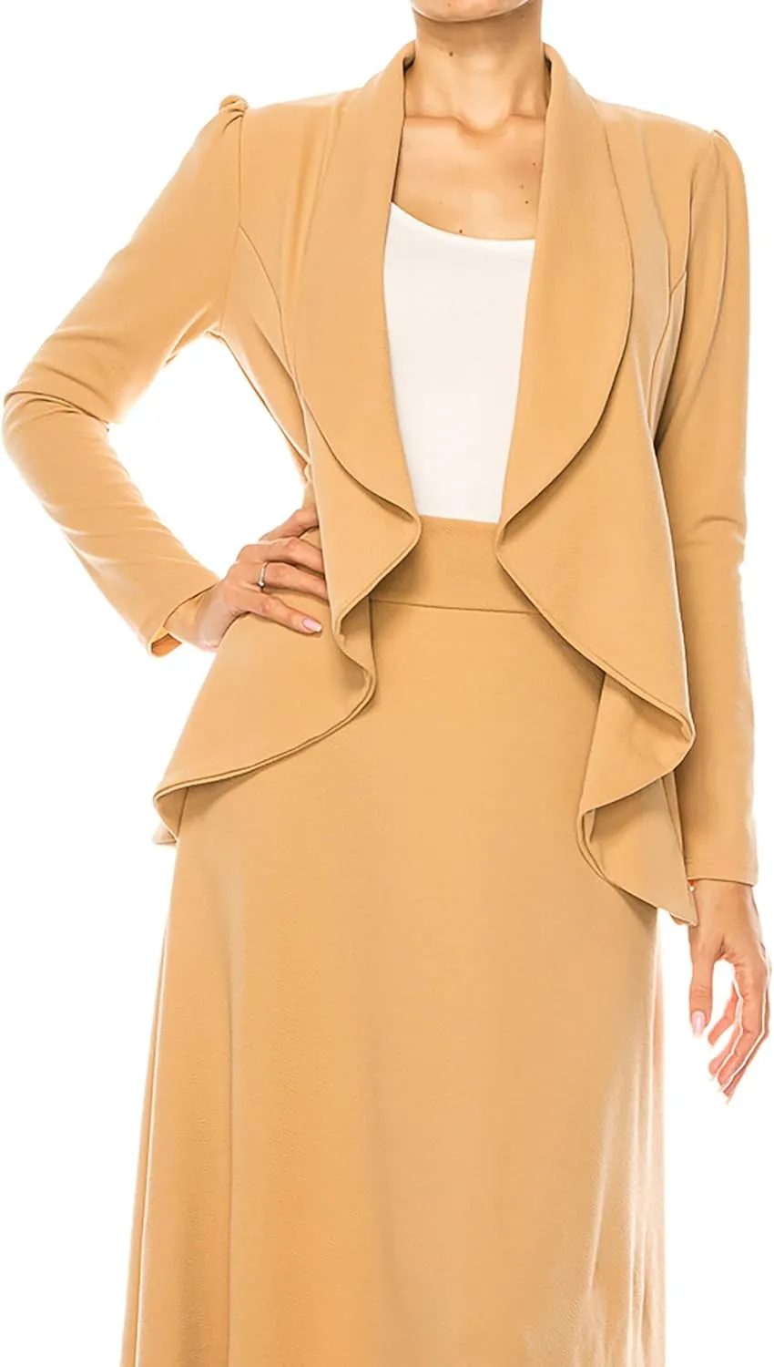 Women's Solid 2-Piece Blazer Skirt Set