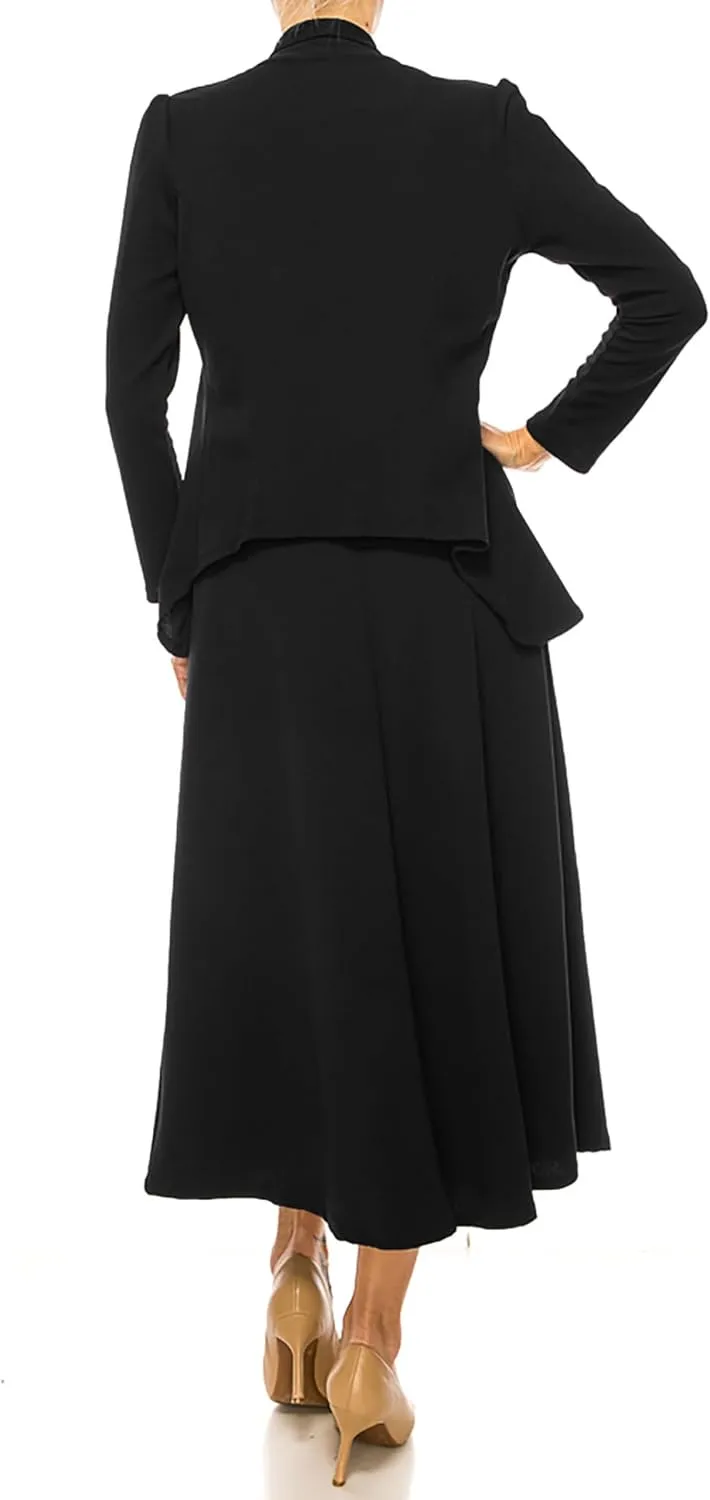 Women's Solid 2-Piece Blazer Skirt Set