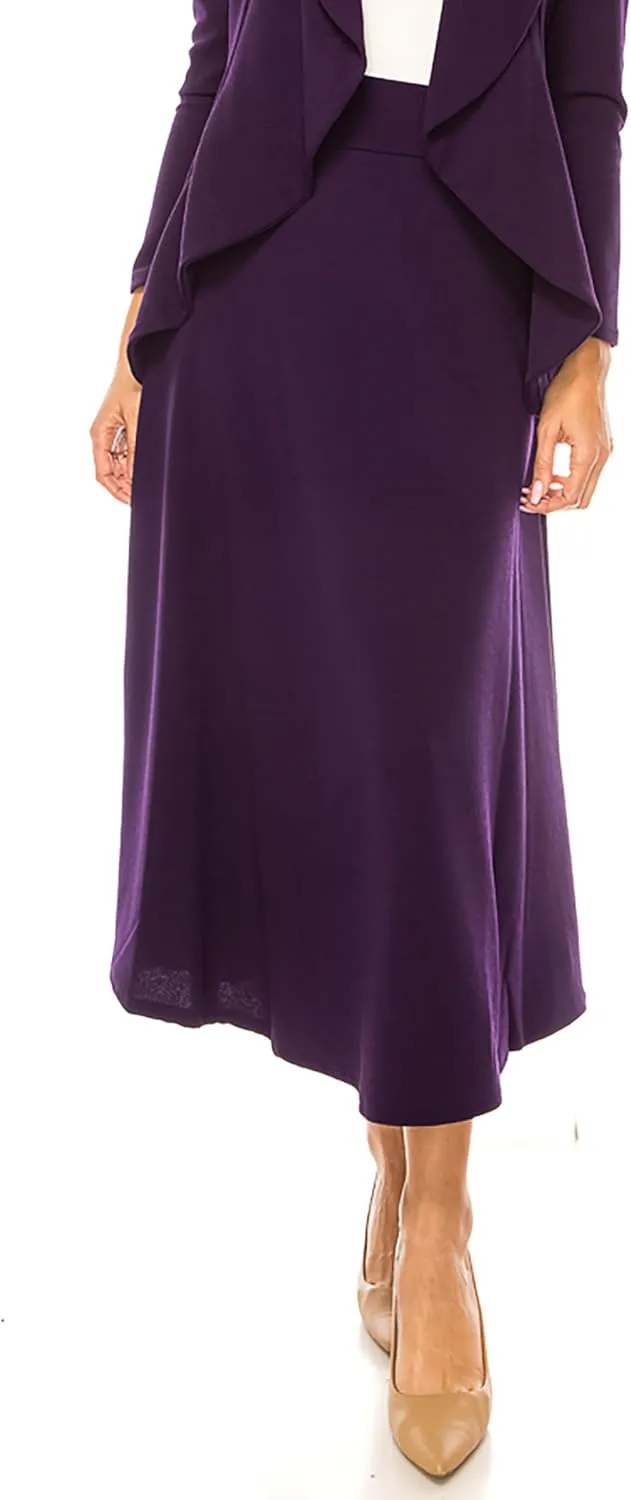 Women's Solid 2-Piece Blazer Skirt Set