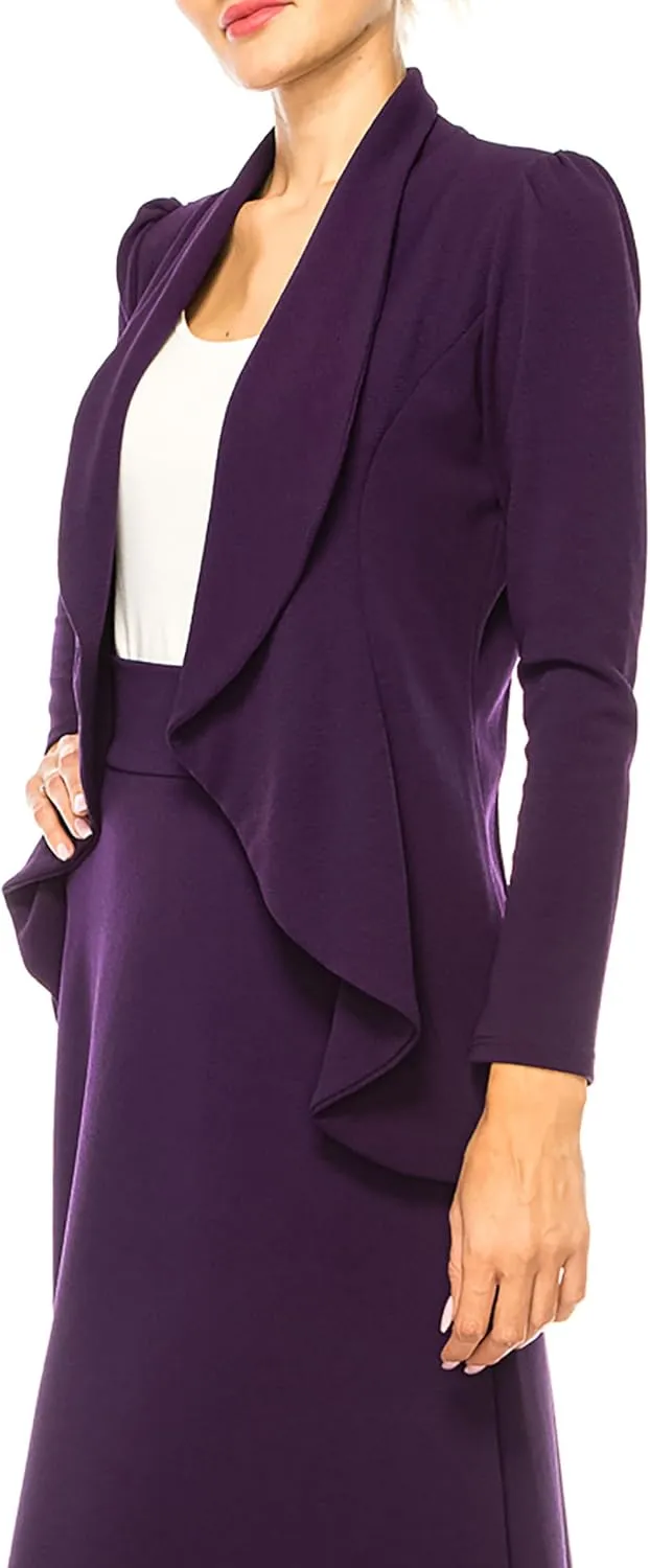 Women's Solid 2-Piece Blazer Skirt Set