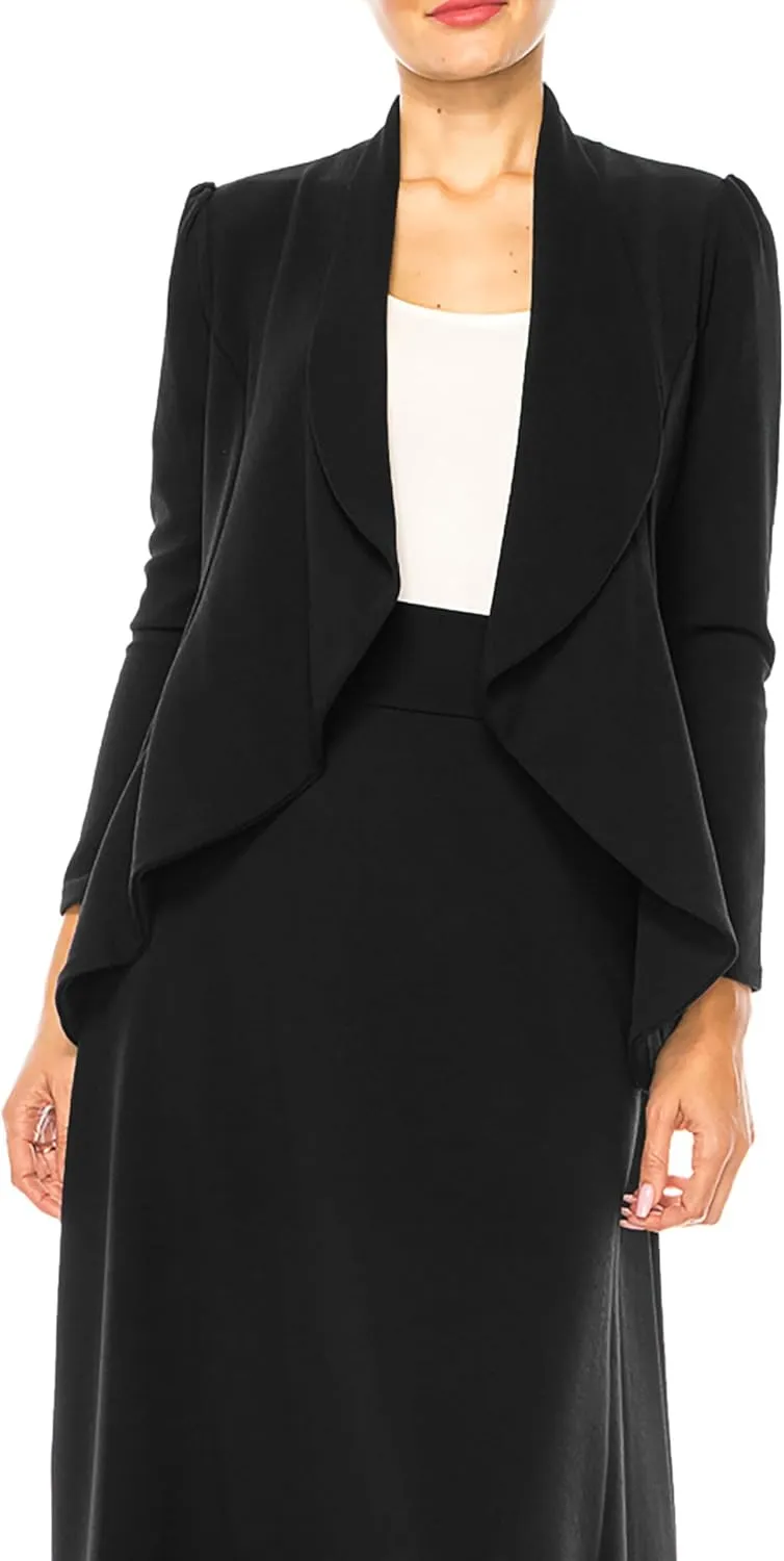 Women's Solid 2-Piece Blazer Skirt Set