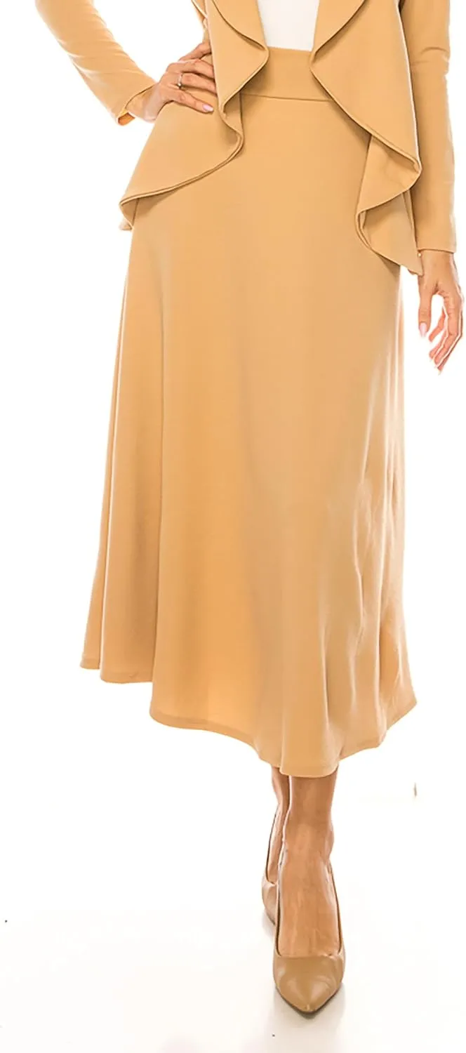 Women's Solid 2-Piece Blazer Skirt Set