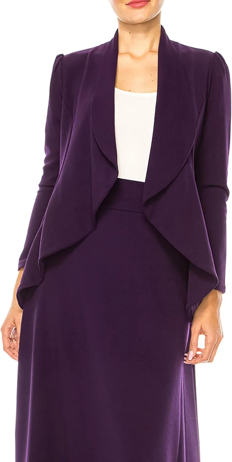 Women's Solid 2-Piece Blazer Skirt Set