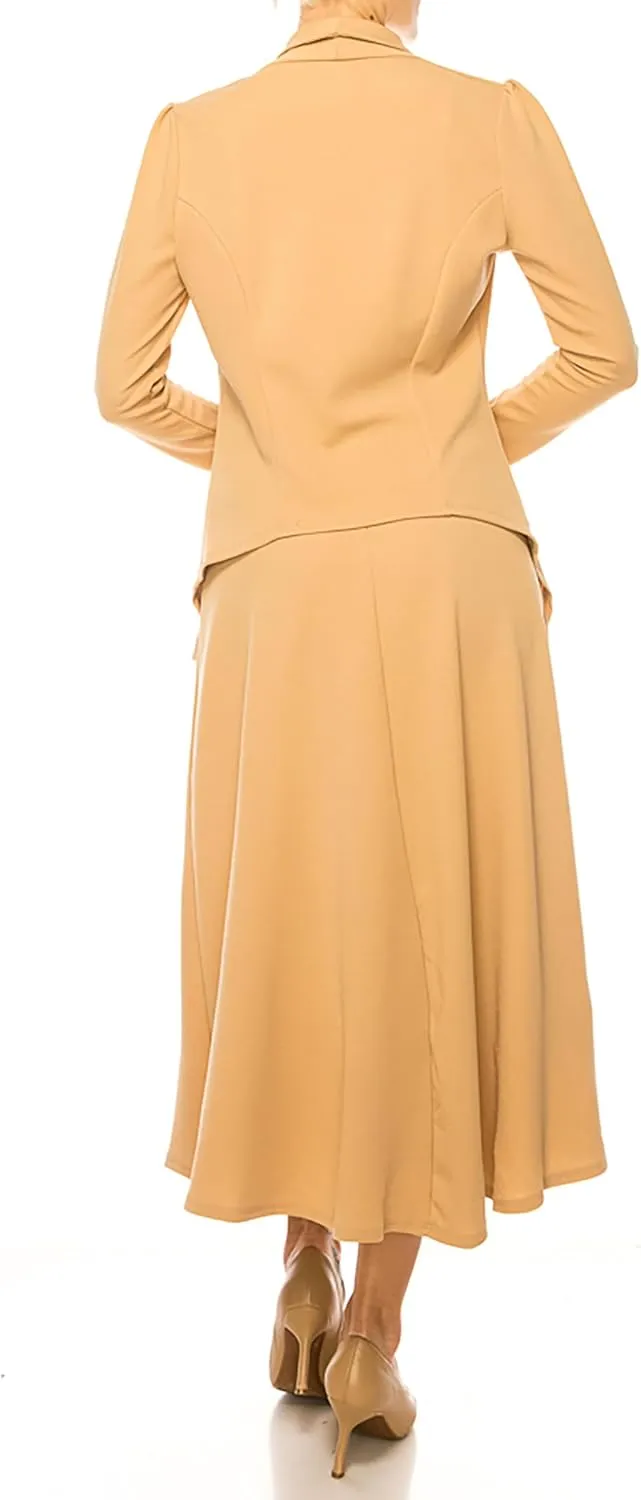 Women's Solid 2-Piece Blazer Skirt Set
