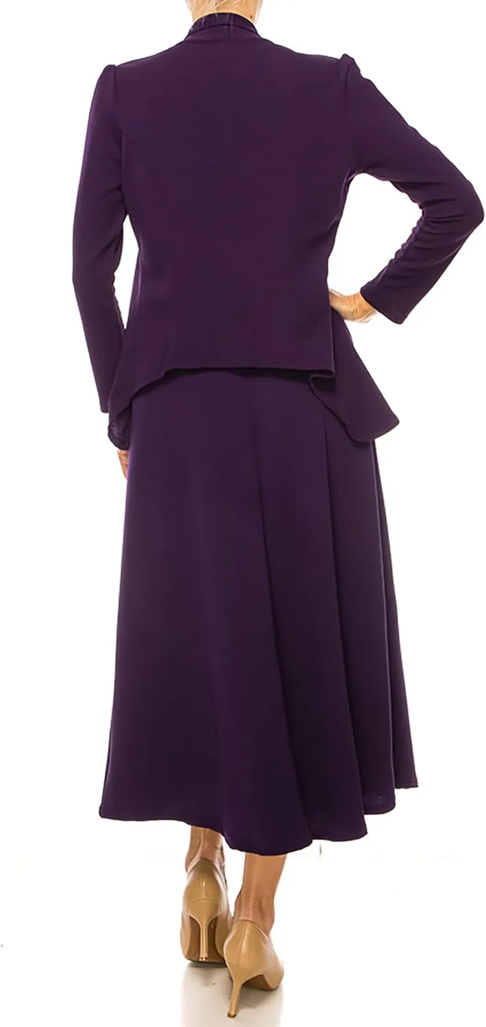 Women's Solid 2-Piece Blazer Skirt Set