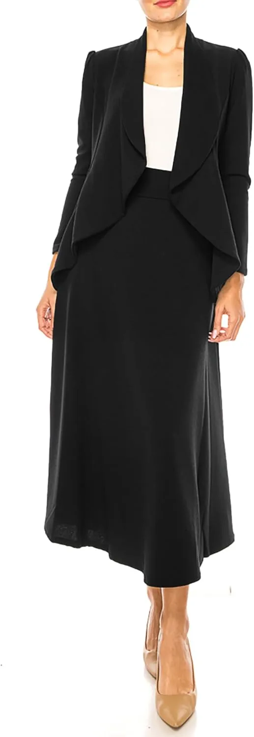 Women's Solid 2-Piece Blazer Skirt Set