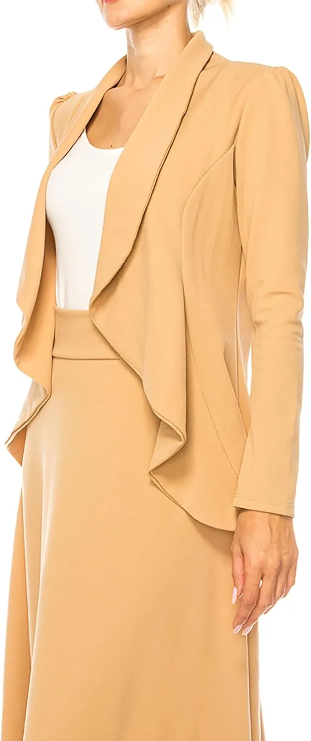 Women's Solid 2-Piece Blazer Skirt Set