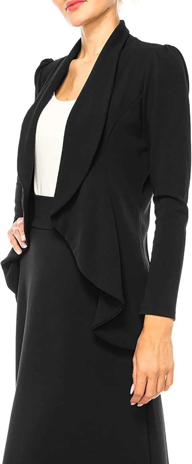 Women's Solid 2-Piece Blazer Skirt Set