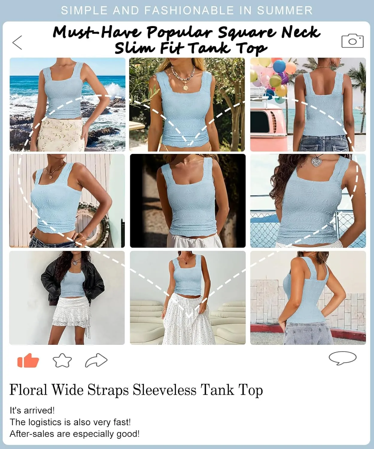 Womens Square Neck Wide Strap Flower Cropped Tank Top Backless Lettuce Trim Slim Fit Love Letter Cami Vest