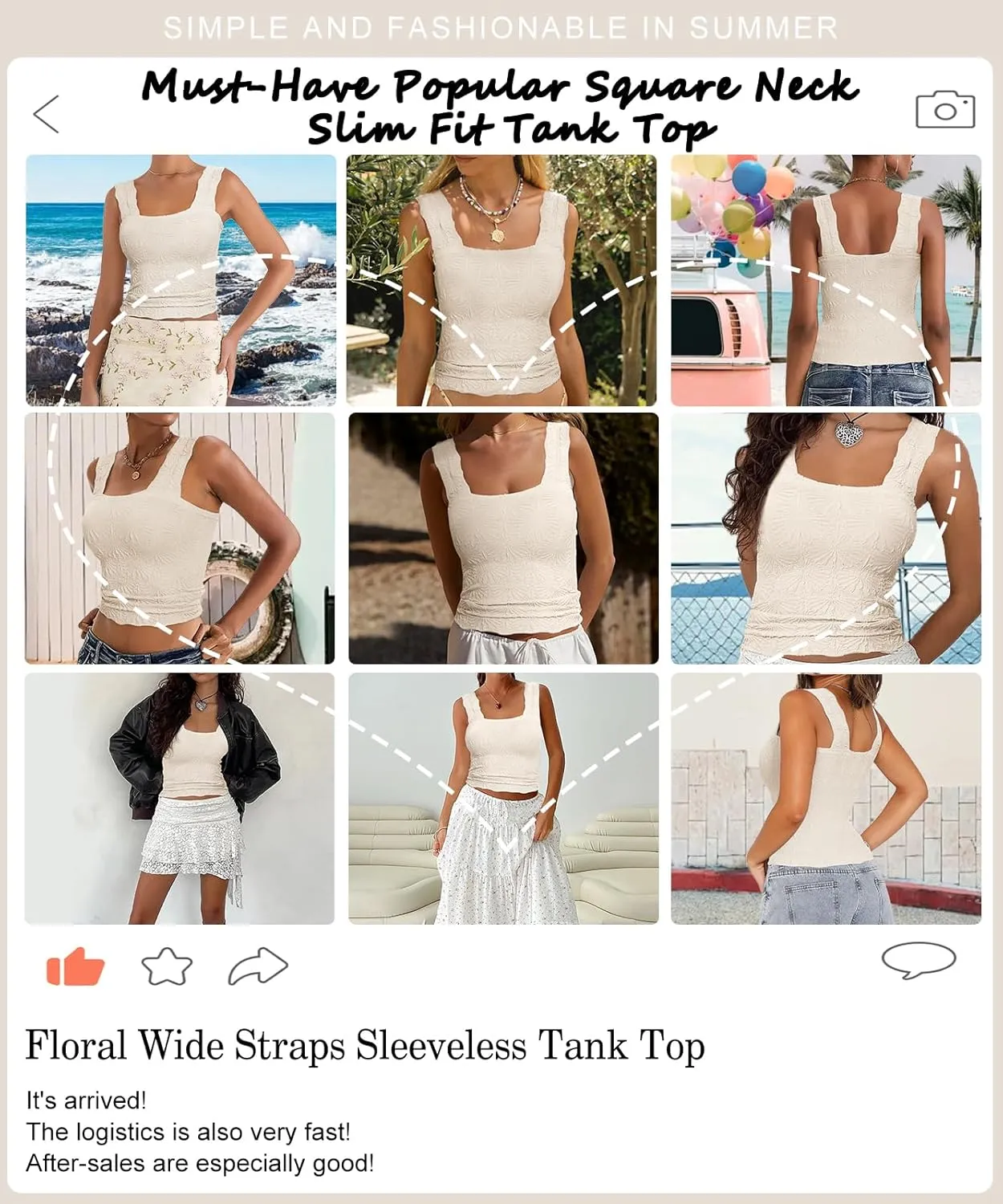 Womens Square Neck Wide Strap Flower Cropped Tank Top Backless Lettuce Trim Slim Fit Love Letter Cami Vest