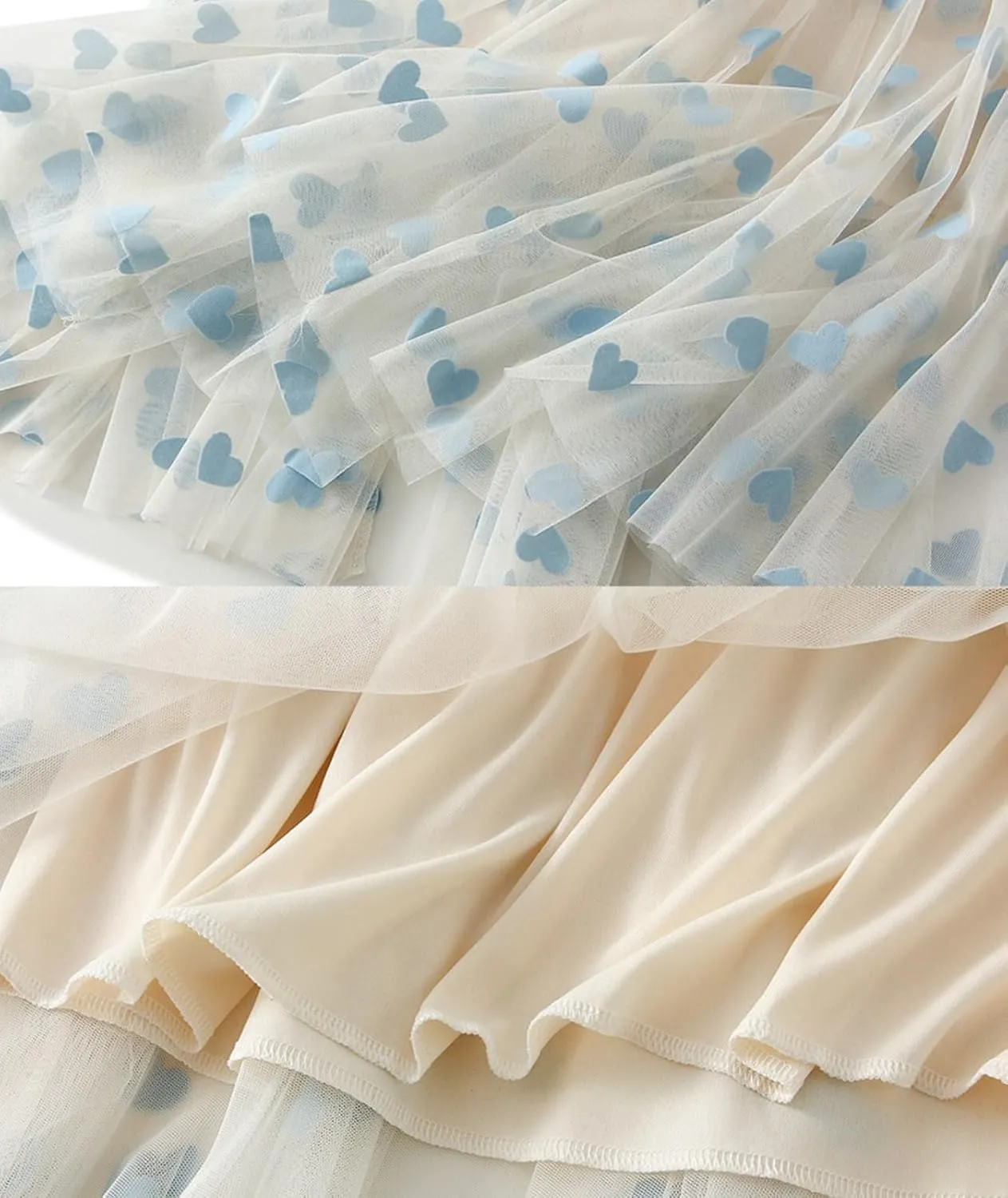 Womens Tiered Tulle Midi Skirt Elastic High Waist A-line Pleated Mesh Flared Cute Skirts