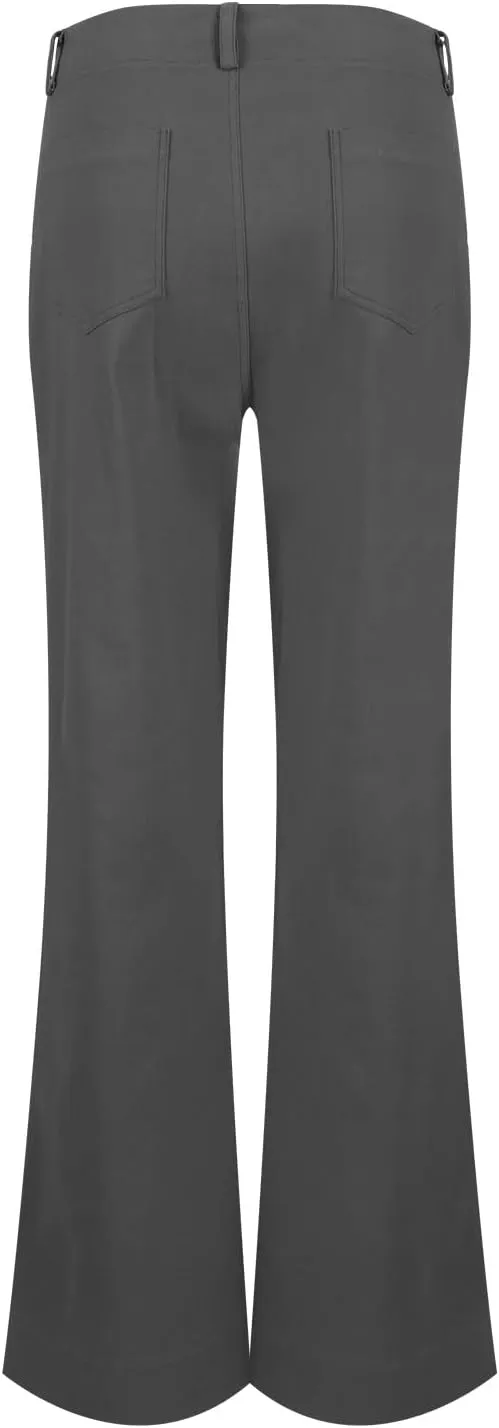 Womens Twill Wide Leg Pants Stretch Casual High Waisted Bootcut Chino Pants Baggy Flare Dress Pants with Pockets
